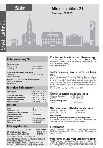 Mitteilungsblatt 21 / 2011 - Sulz - Stadt Lahr