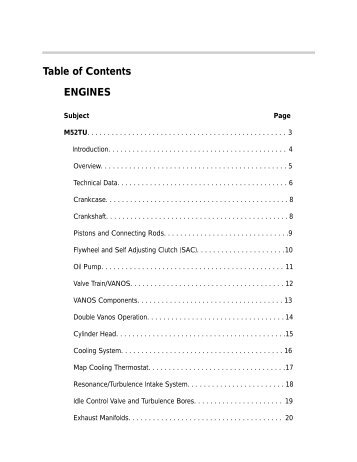 Table of Contents ENGINES - Bimmerfest