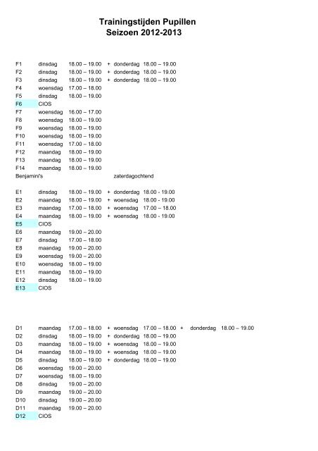 trainingstijden 2012-2013_2.pdf - SV Hoofddorp