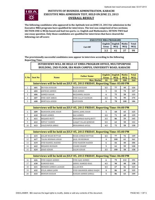 OVERALL RESULT - Institute of Business Administration