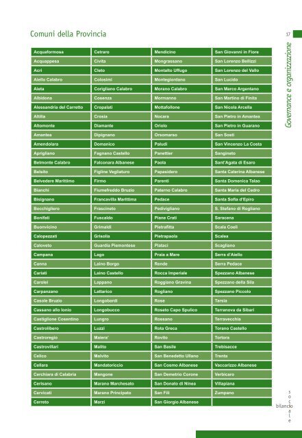 Governance e organizzazione - Provincia di Cosenza