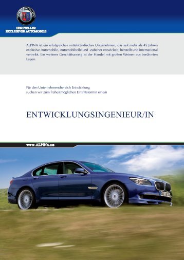 ENTWICKLUNGSINGENIEUR/IN - BMW Alpina