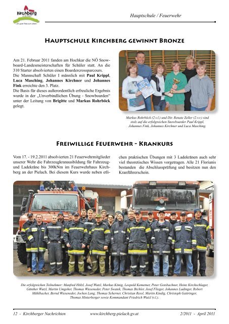 Informationsblatt der Marktgemeinde Kirchberg an der Pielach