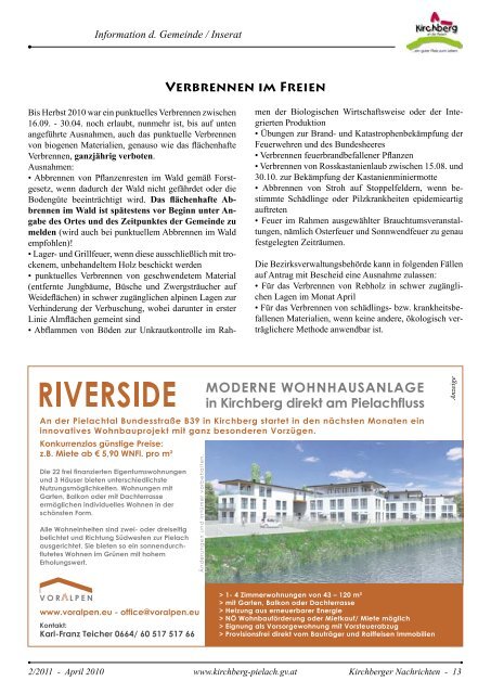 Informationsblatt der Marktgemeinde Kirchberg an der Pielach