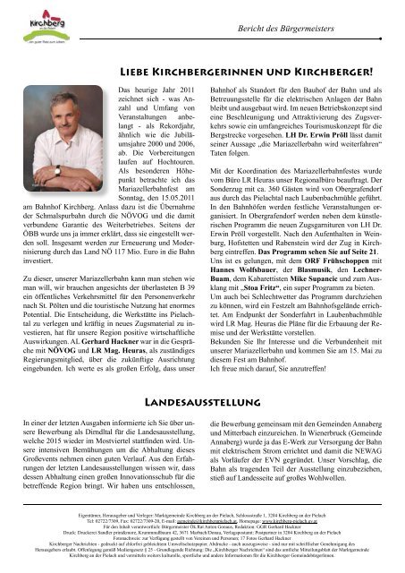 Informationsblatt der Marktgemeinde Kirchberg an der Pielach