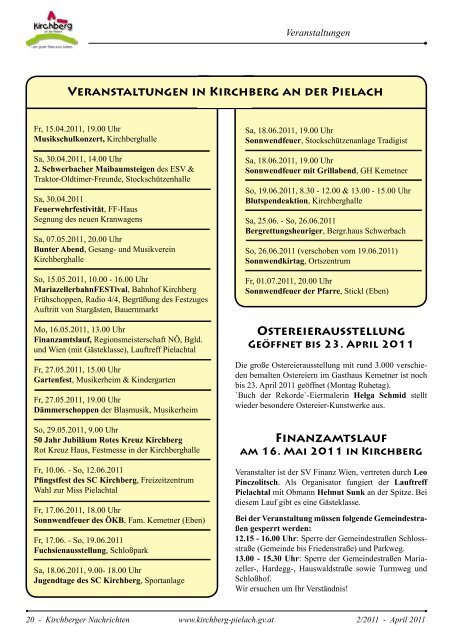 Informationsblatt der Marktgemeinde Kirchberg an der Pielach