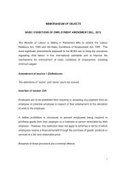 Memorandum of Objects: Basic Conditions of Employment ...