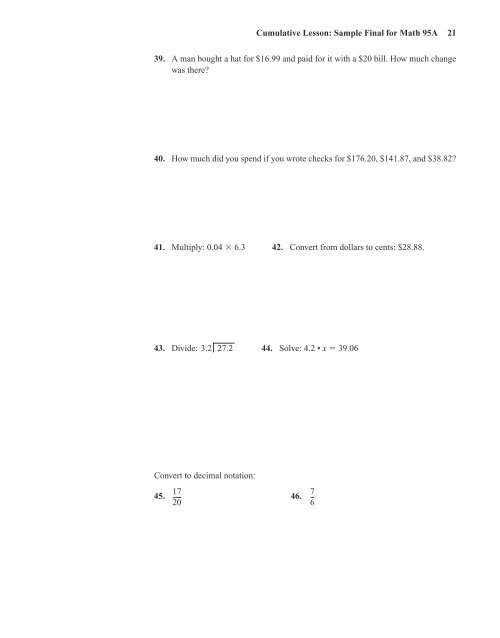 College of Marin Study Guide for Math 95 A,B - Pearson Learning ...