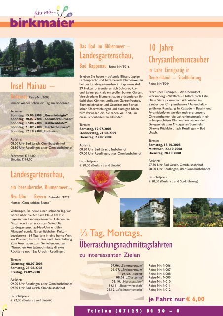 Sommer & Ferienprogramm - Birkmaier Reisen