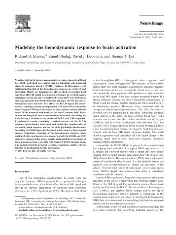 Modeling the hemodynamic response to brain activation