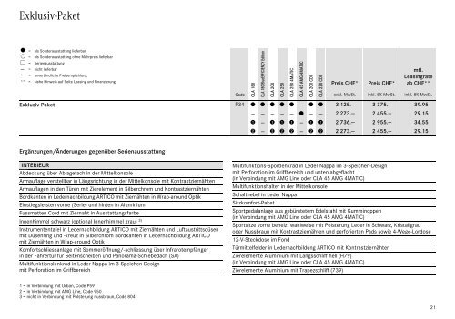 Preisliste CLA-Klasse - Autostern