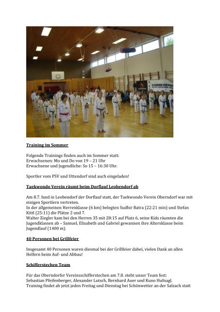 Taekwondo Verein Oberndorf Jahresrückblick 2011