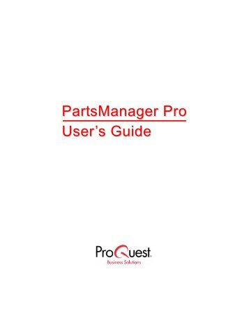 PartsManager Pro User's Guide