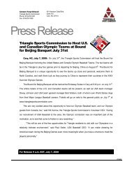 Press Release -Bound for Beijing - Triangle Sports Commission