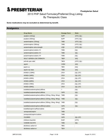 2013 PHP Salud Formulary/Preferred Drug Listing By Therapeutic ...