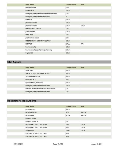 2013 PHP Salud Formulary/Preferred Drug Listing By Therapeutic ...