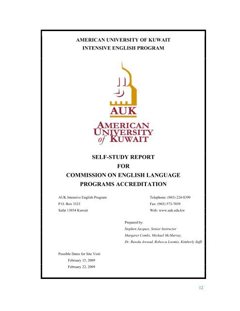 self-study report for commission on english language ... - AUK