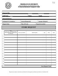 Refreshement & Store Request Form - Virginia State University