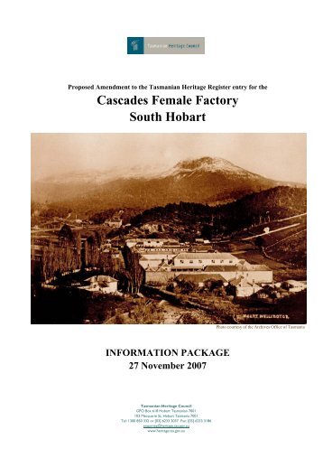 Cascades Female Factory South Hobart - Tasmanian Heritage Council