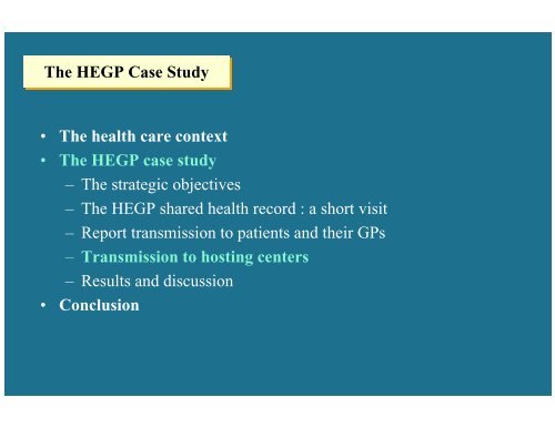 The HEGP Case Study - SBIS