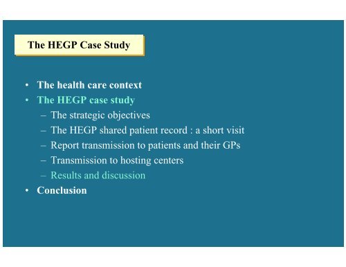 The HEGP Case Study - SBIS