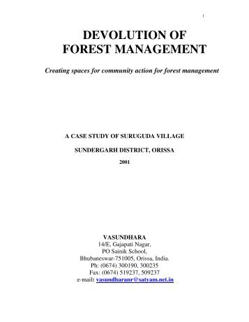 DEVOLUTION OF FOREST MANAGEMENT - Vasundhara