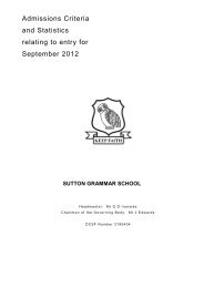 Admissions Criteria - Sutton Grammar School