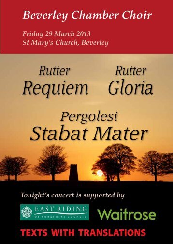 Stabat Mater Requiem Gloria - Beverley Chamber Choir