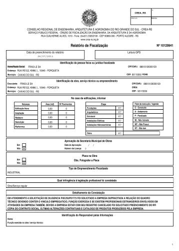 RelatÃ³rio de FiscalizaÃ§Ã£o - Fras-Le SA. - CONFEA