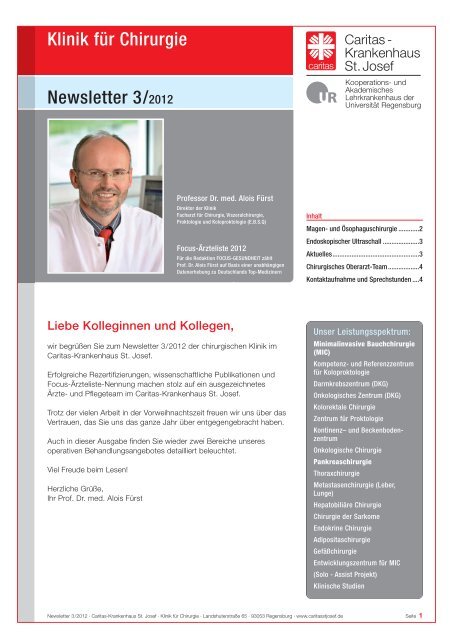 Newsletter - Caritas-Krankenhaus St. Josef Regensburg