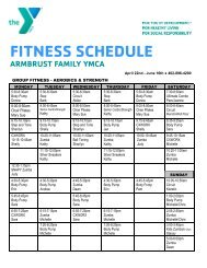 FITNESS SCHEDULE - Armbrust YMCA