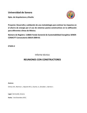 Universidad de Sonora REUNIONES CON CONSTRUCTORES - C.I.E.