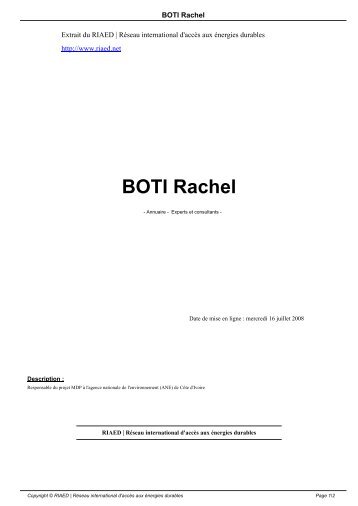 BOTI Rachel - RIAED | Réseau international d'accès aux énergies ...