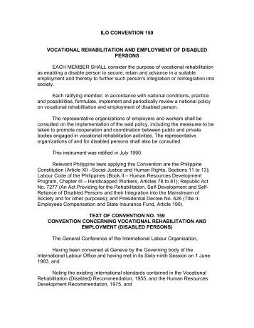 Vocational Rehabilitation and Employment of Disabled Persons