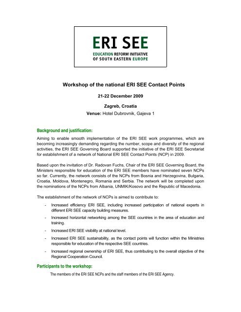 Workshop of the national ERI SEE Contact Points