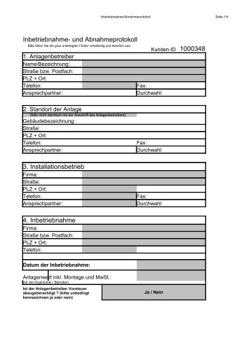 Inbetriebnahme- und Abnahmeprotokoll 4. Inbetriebnahme 3 ...