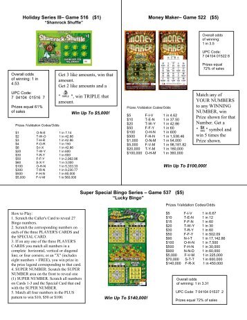 Holiday Series III– Game 516 ($1) Money Maker ... - Colorado Lottery