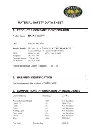 MATERIAL SAFETY DATA SHEET HONEYDEW - Earth Basics