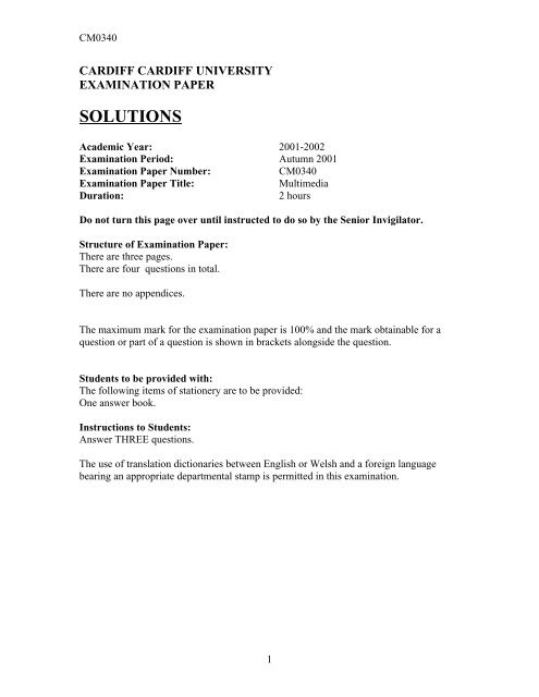 Multimedia BSC Solutions 2002 - Cardiff University