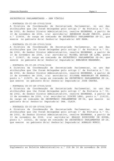 SUPLEMENTO AO BOLETIM ADMINISTRATIVO n.º 218 de 16 de ...