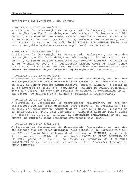 SUPLEMENTO AO BOLETIM ADMINISTRATIVO n.º 218 de 16 de ...