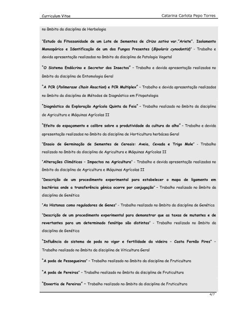 Curriculo PDF - Instituto Superior de Agronomia