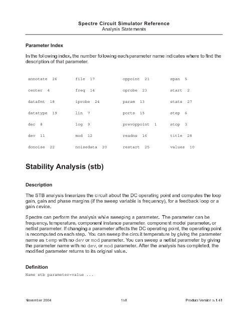 Spectre Stb Analysis
