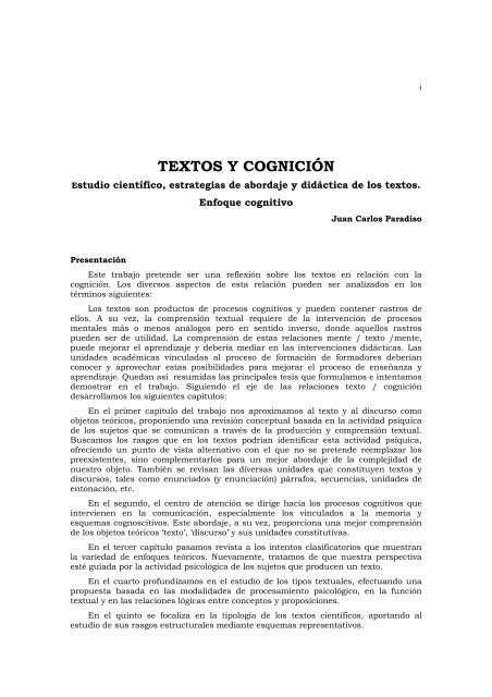 LOS TEXTOS Y LA FUNCIN COGNITIVA - Quaderns Digitals