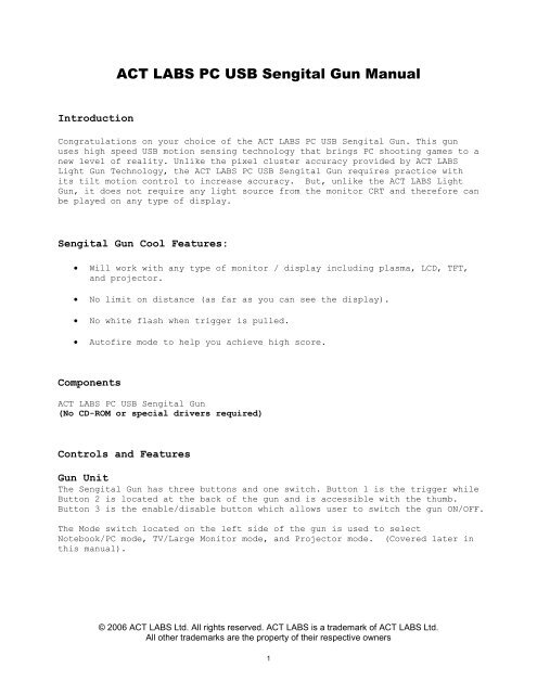 Driver for ACT Labs Driver Addendum ACT Labs Driver Addendum Driver