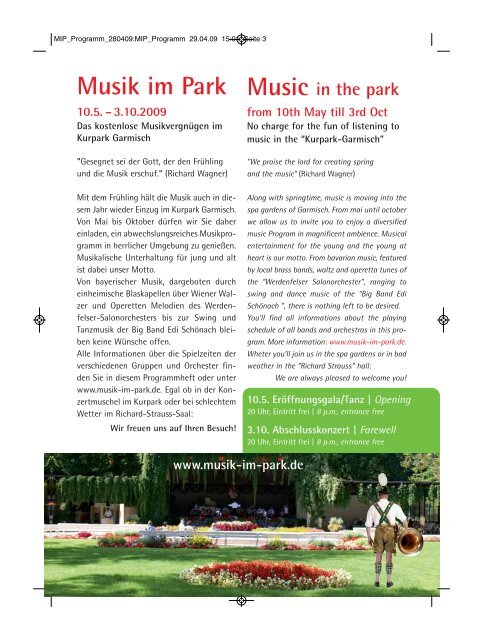 Das kostenlose Musikvergnügen im Kurpark Garmisch - Musik im Park