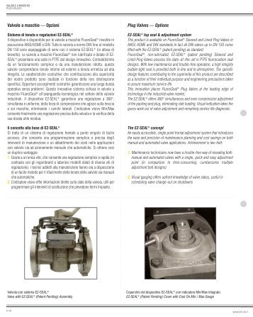 Valvole a maschio â Opzioni Plug Valves â Options - Diflon - PTFE