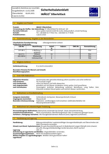 Sicherheitsdatenblatt Silberleitlack - steco-system technik GmbH ...