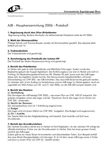 Hauptversammlung 2006 - Protokoll - Astronomische Jugendgruppe ...