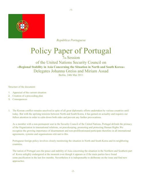 Policy Paper of Portugal - ViaMUN